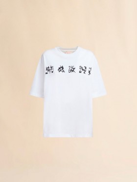  Cotton T-shirt With Marni Pop Fields Logo Lilywhite