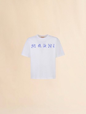  T-shirt With Indigo Pop Fields Marni Logo Lilywhite