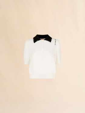  White Cotton Polo Shirt With Marni Symbol Natural White