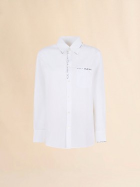  White Organic Poplin Shirt With Marni Mending Lilywhite