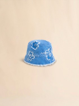  Light Blue Denim Bucket Hat With Dillies Patch Details Cobalt