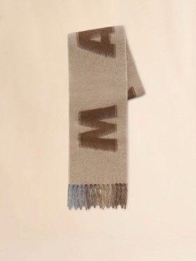  Brown Mohair And Wool Scarf With Maxi Logo Nomad/beige