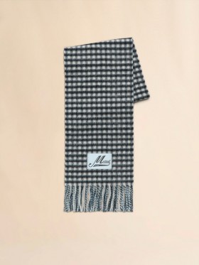  Double Check Wool And Mohair And White Scarf Black