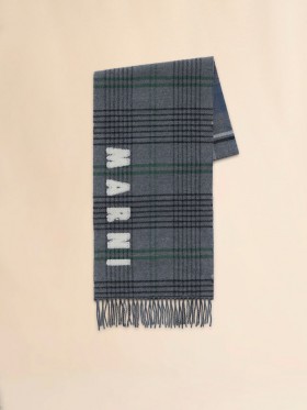  Grey Double Check Wool Scarf Sodium