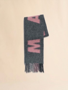  Grey Wool And Mohair Scarf With Maxi Logo Neutral Grey