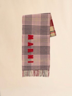  Pink Double Check Wool Scarf Antiquerose