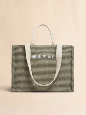  Mála Tote Mór Glas le héifeacht Raffia Dustyolive