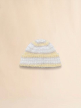  Beanie Mohair Scuabtha Liath le Stríoca Tonic