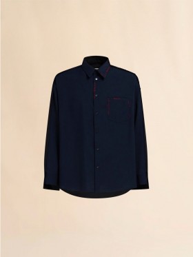  Léine Olanna Trópaiceacha Gorm Domhain le Cúl Codarsnachta Blublack