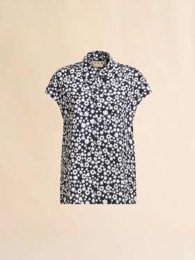  Léine Cocún Gan Muinchille Bán le Móitíf Pop Fields Dubh