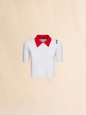  Polo Viscose Teicniúil Bán le Painéal Cúil Chodarsnachta Lilywhite