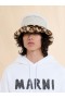  Bucket Hat aus Leder und Shearling Stonewhite