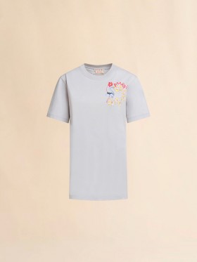  Graues Baumwoll-T-Shirt mit Schlangenmuster Sodium