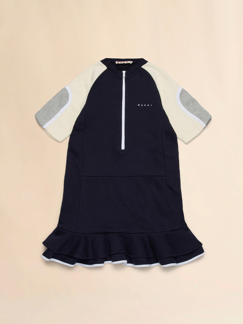  Fleece Mini Dress With Colorblock Details Bluenavy